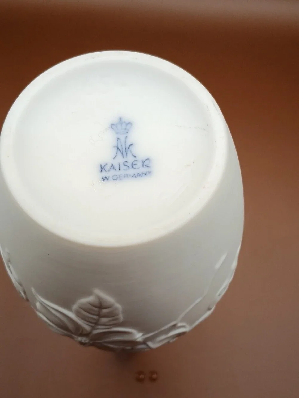 Kaiser W. Germany Matte Bisque White #654 Floral Porcelain Bud Vase 7.75
